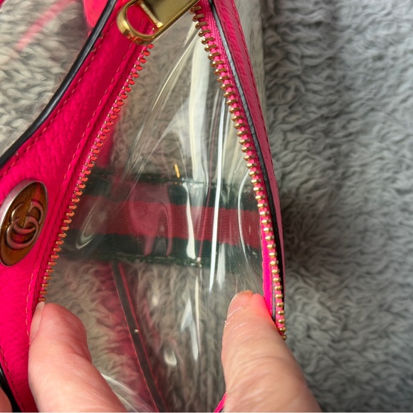 Authentic Gucci Ophidia Mini Transparent Crossbody Bag in Fluorescent Pink - Picture 14 of 15